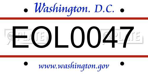 EOL0047 District Of Columbia License Plate
