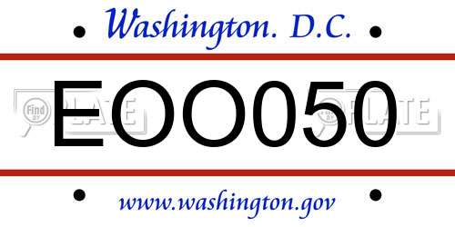 EOO050 District Of Columbia License Plate