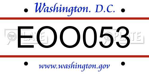 EOO053 District Of Columbia License Plate