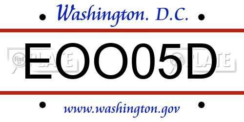 EOO05D District Of Columbia License Plate