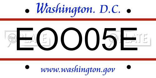 EOO05E District Of Columbia License Plate