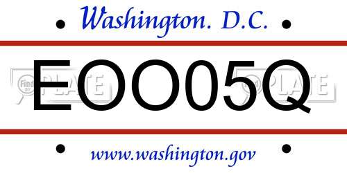 EOO05Q District Of Columbia License Plate