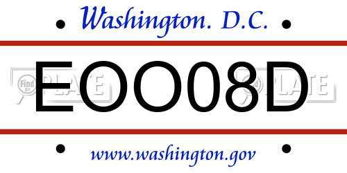 EOO08D District Of Columbia License Plate