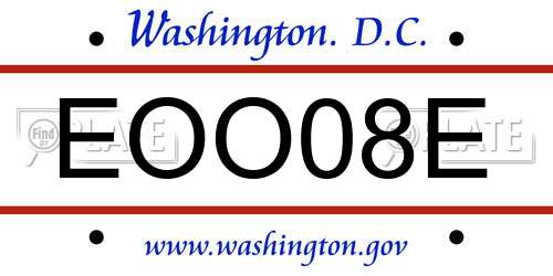 EOO08E District Of Columbia License Plate