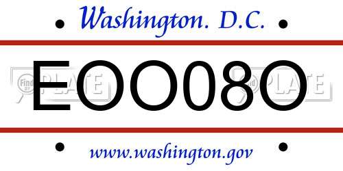 EOO08O District Of Columbia License Plate