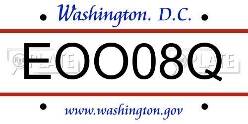 EOO08Q District Of Columbia License Plate