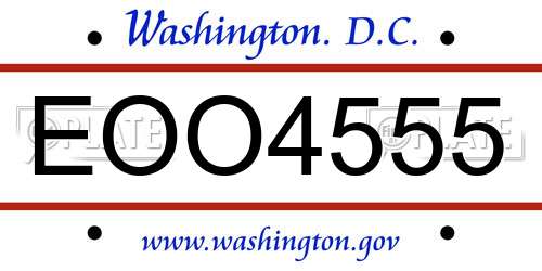 EOO4555 District Of Columbia License Plate