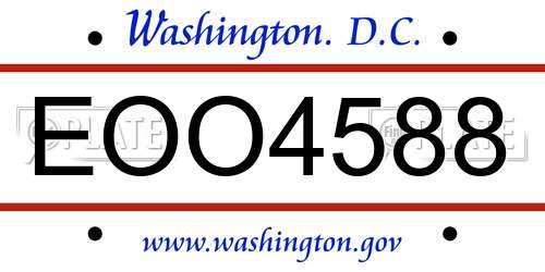 EOO4588 District Of Columbia License Plate