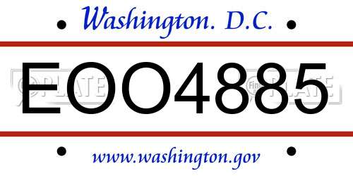 EOO4885 District Of Columbia License Plate
