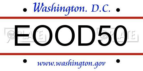 EOOD50 District Of Columbia License Plate