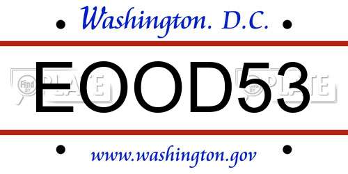 EOOD53 District Of Columbia License Plate