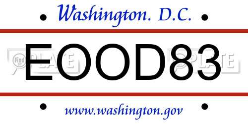 EOOD83 District Of Columbia License Plate