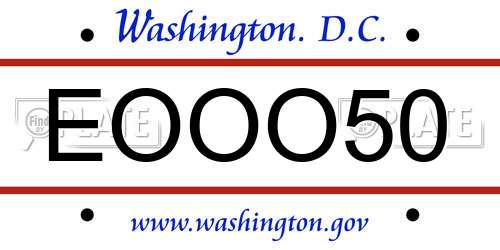EOOO50 District Of Columbia License Plate