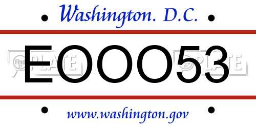 EOOO53 District Of Columbia License Plate