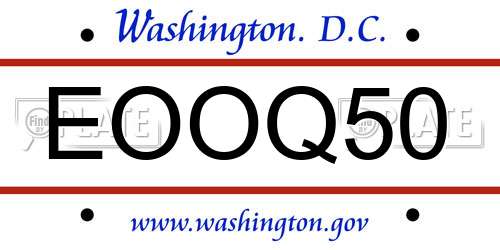EOOQ50 District Of Columbia License Plate
