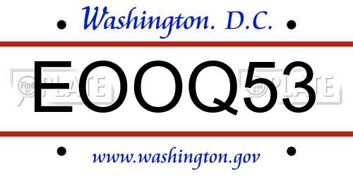 EOOQ53 District Of Columbia License Plate