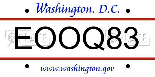 EOOQ83 District Of Columbia License Plate