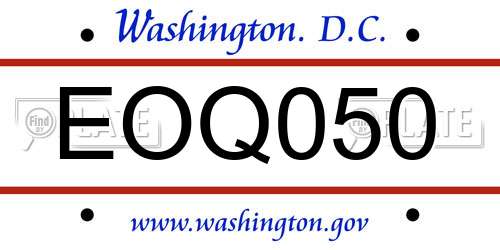 EOQ050 District Of Columbia License Plate