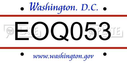 EOQ053 District Of Columbia License Plate