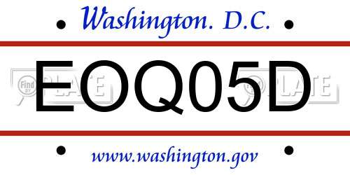 EOQ05D District Of Columbia License Plate