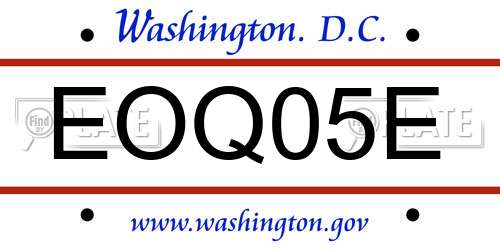 EOQ05E District Of Columbia License Plate