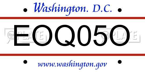 EOQ05O District Of Columbia License Plate