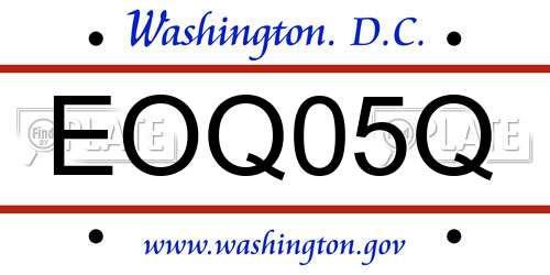 EOQ05Q District Of Columbia License Plate