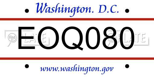 EOQ080 District Of Columbia License Plate
