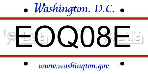 EOQ08E District Of Columbia License Plate