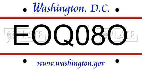 EOQ08O District Of Columbia License Plate
