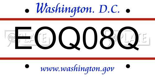 EOQ08Q District Of Columbia License Plate