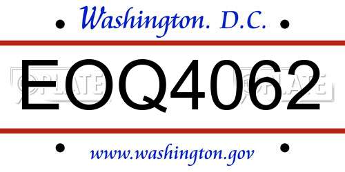 EOQ4062 District Of Columbia License Plate
