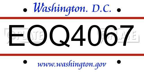 EOQ4067 District Of Columbia License Plate