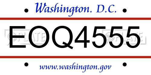 EOQ4555 District Of Columbia License Plate
