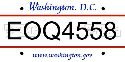 EOQ4558 District Of Columbia License Plate
