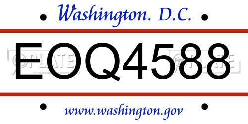 EOQ4588 District Of Columbia License Plate
