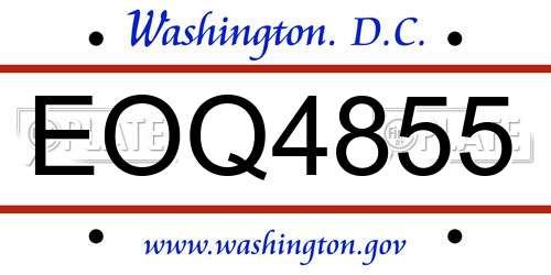 EOQ4855 District Of Columbia License Plate