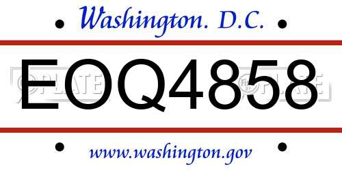 EOQ4858 District Of Columbia License Plate