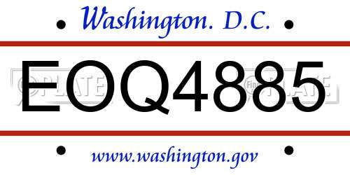 EOQ4885 District Of Columbia License Plate
