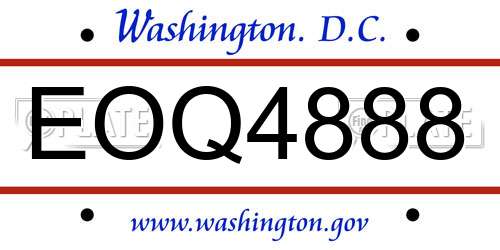 EOQ4888 District Of Columbia License Plate