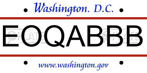EOQABBB District Of Columbia License Plate