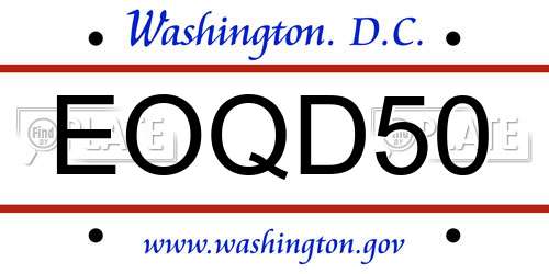 EOQD50 District Of Columbia License Plate