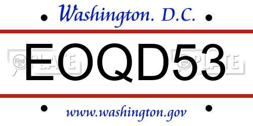EOQD53 District Of Columbia License Plate