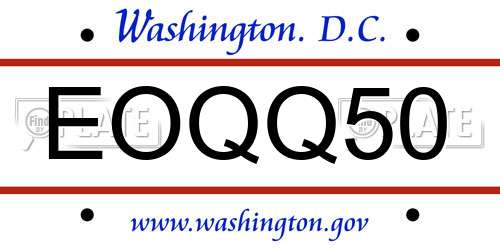 EOQQ50 District Of Columbia License Plate