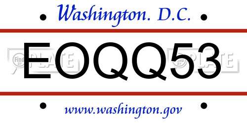 EOQQ53 District Of Columbia License Plate