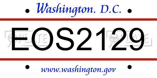 EOS2129 District Of Columbia License Plate