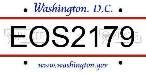 EOS2179 District Of Columbia License Plate