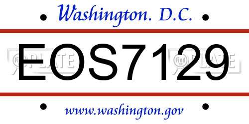 EOS7129 District Of Columbia License Plate