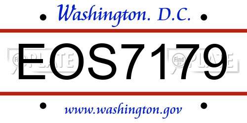 EOS7179 District Of Columbia License Plate