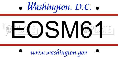 EOSM61 District Of Columbia License Plate